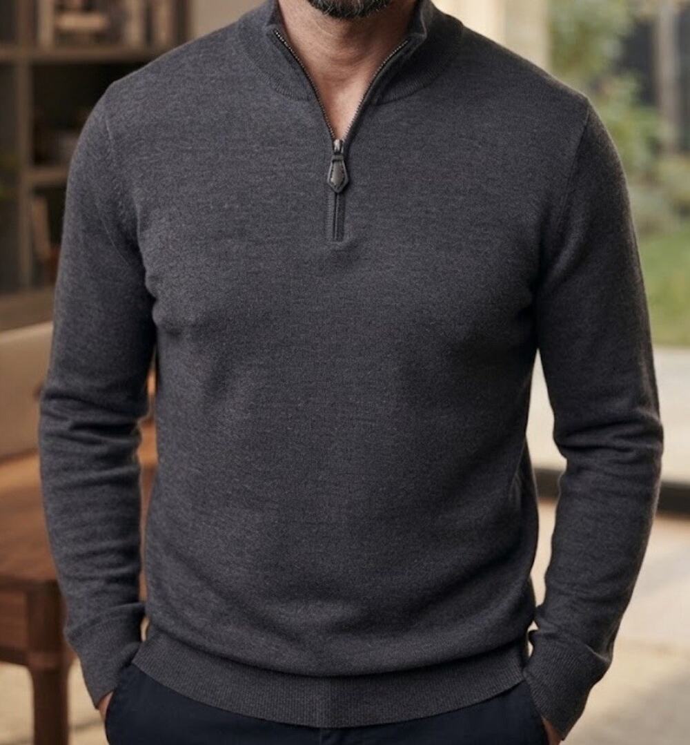 The Men's Store at Bloomingdale's Merino Wool 1/4 Zip Mock Neck Sweater 2XL